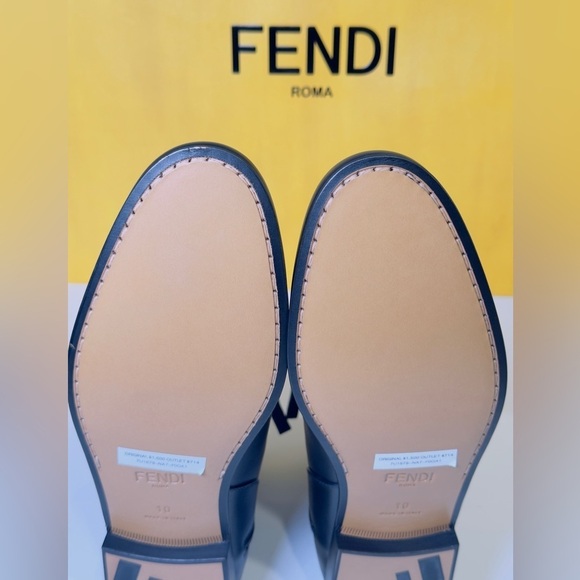 Fendi Vitelo O’Lock Men’s Ankle Leather Boots Black Size 10.5 New! Retail$1200 main image 4
